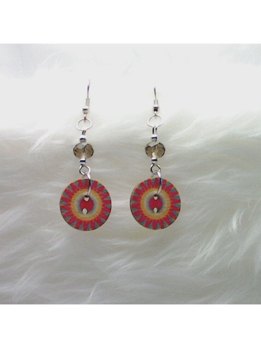 No. 1253 Pretty handmade earrings with three-quarter-inch diameter buttons